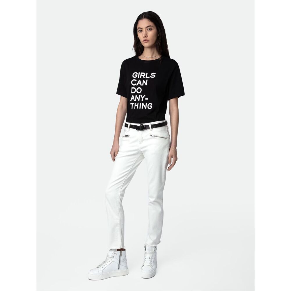 Zadig & Voltaire Ava Denim Straight Slim Fray Ankle Jeans Judo White Size 26